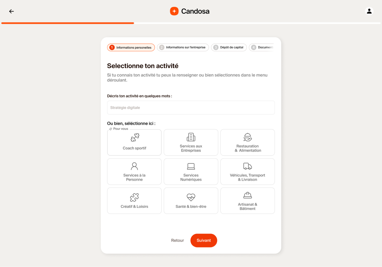 Phase 2, visual category and sub-category selector with icons