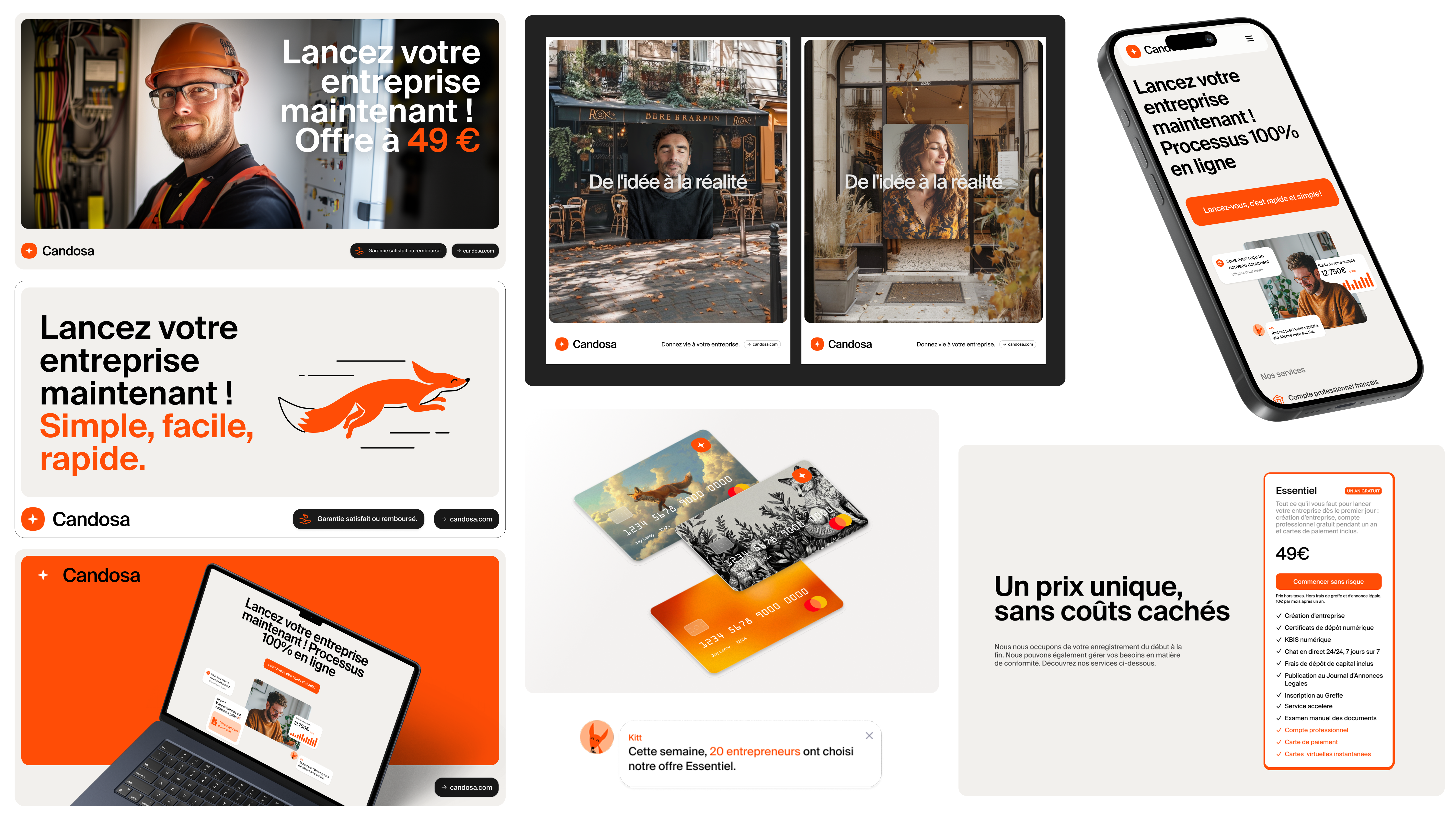 The 2024–2025 France system, the marketing site, the running-fox campaign piece, and the product surfaces