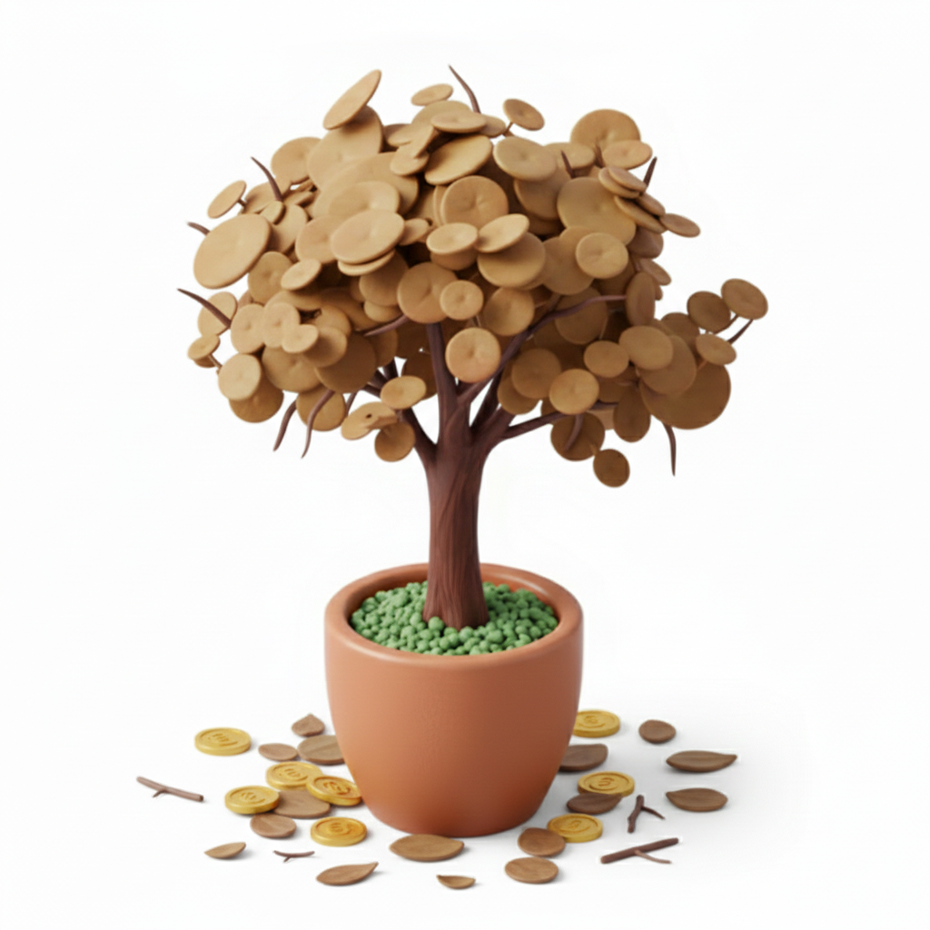 The fully-grown golden money tree