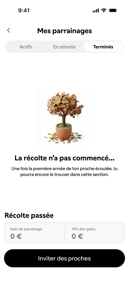 Tracking dashboard, completed tab, ‘La récolte n’a pas commencé’