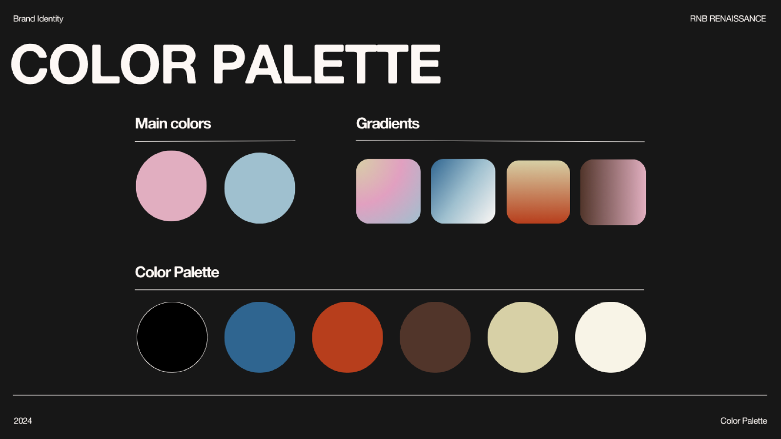 The color palette: main colors, gradients, and the full ramp
